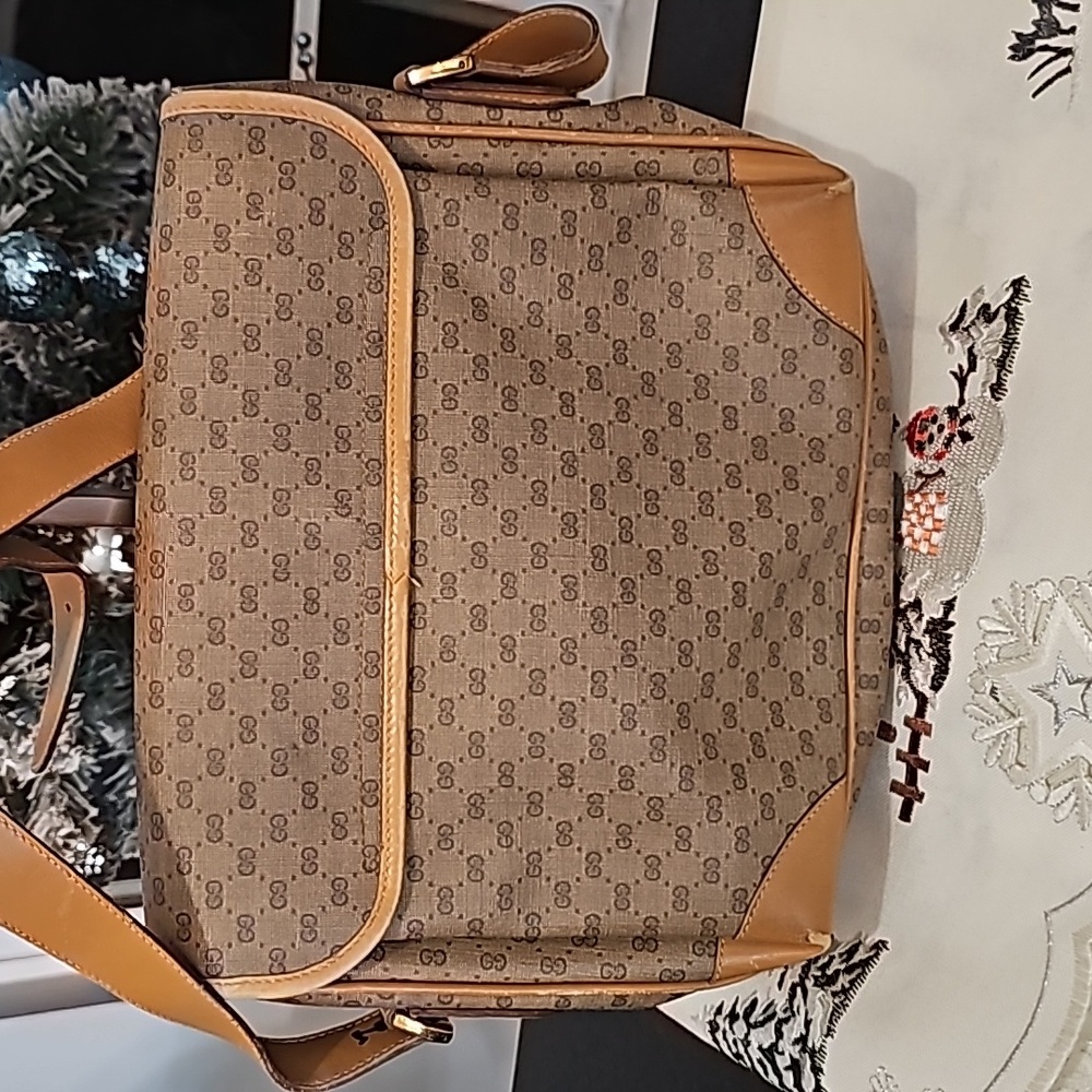 GUCCI Micro GG Supreme Shoulder Bag PVC Beige Auth - Picture 4 of 13